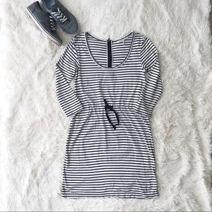French Connection UK  navy and white striped dress tee shirt  scoop neck…
